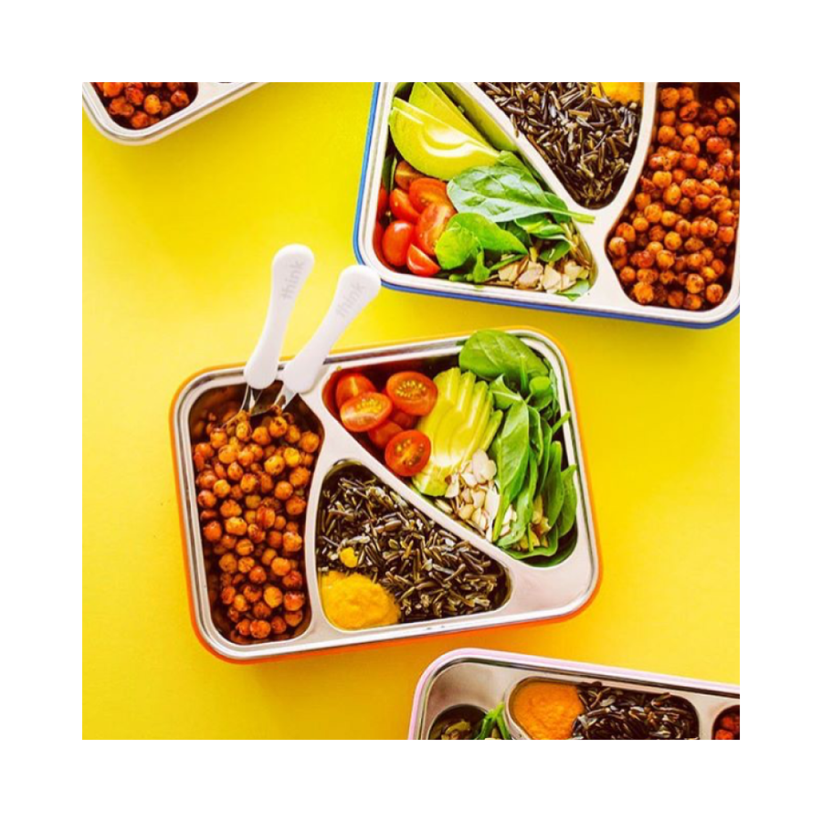 Airtight Lunch Container With Fork Spoon - Orange