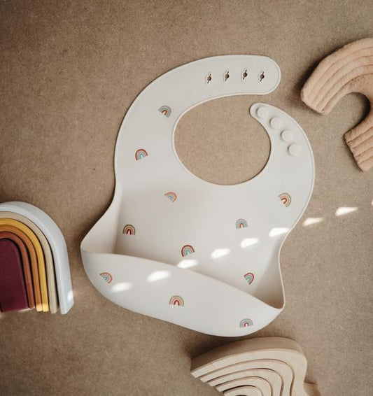 Silicone Baby Bib (Rainbows)