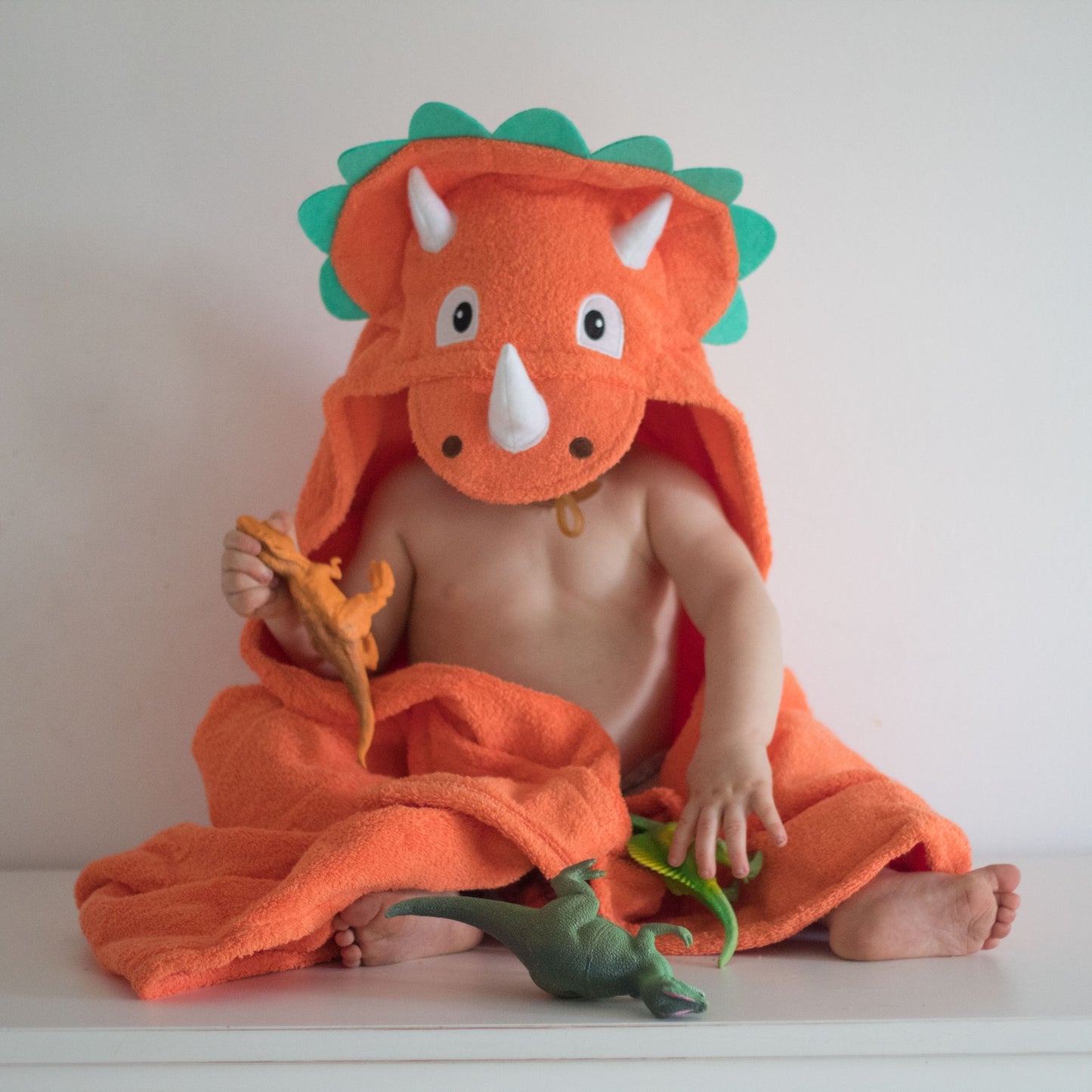 Triceratops hooded towel