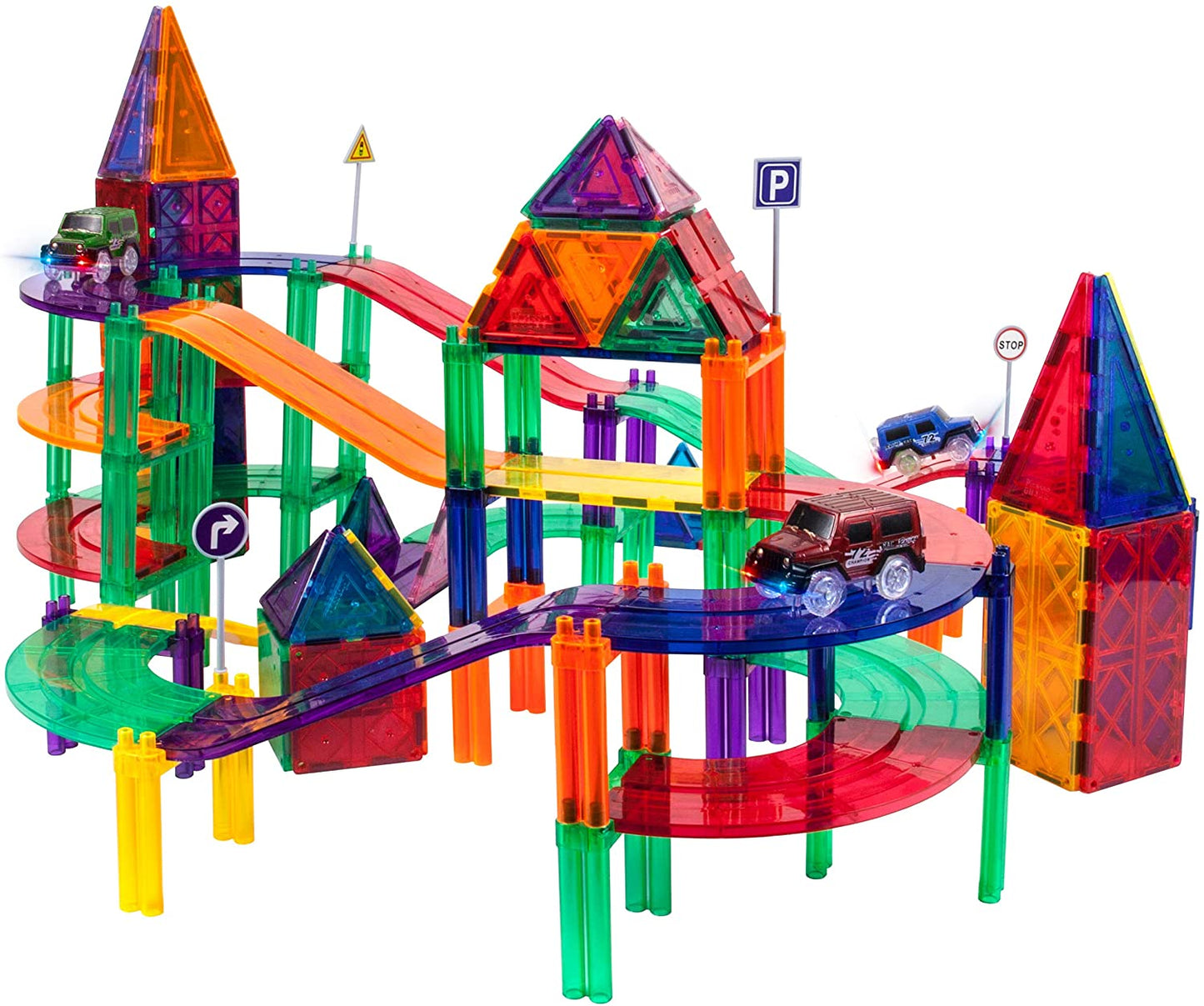 128 Piece Race Track Set with 3 Led Cars