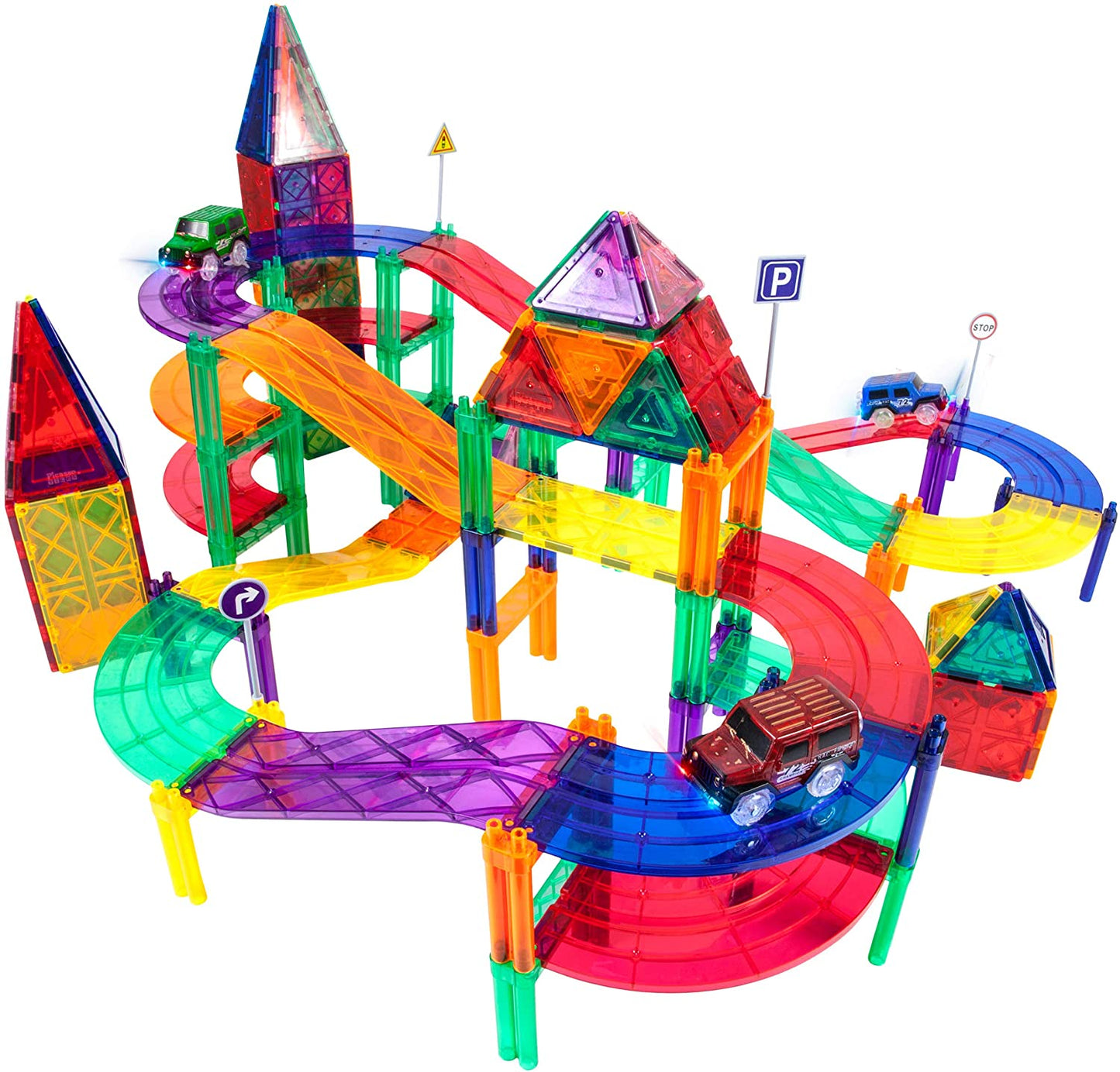 128 Piece Race Track Set with 3 Led Cars