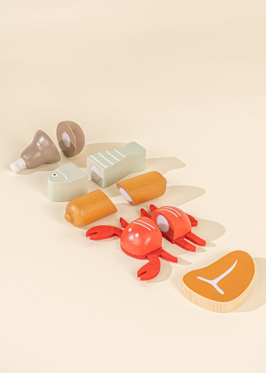 Wooden Meat & Fish Playset