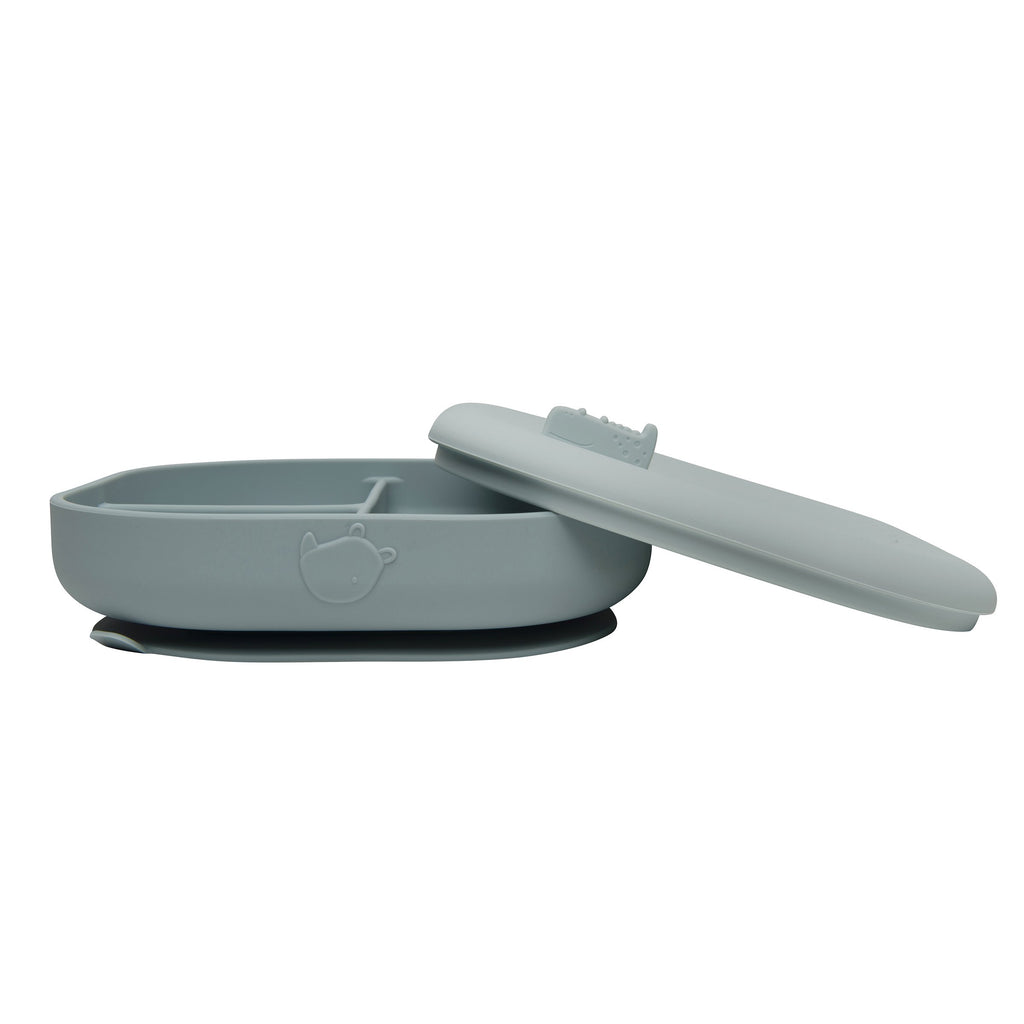 Divided Plate With Lid - Blue