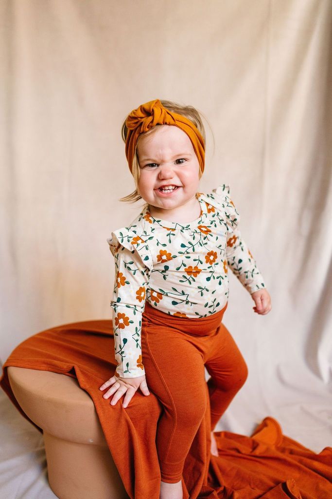 Girl's LS Bodysuit In TENCEL™ - Flower Vine