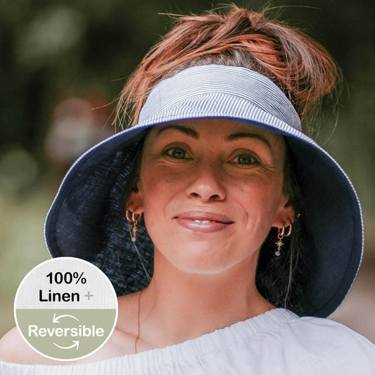 'Voyager' Ladies Wide-Brimmed Visor Sun Hat - Charlie / Indigo
