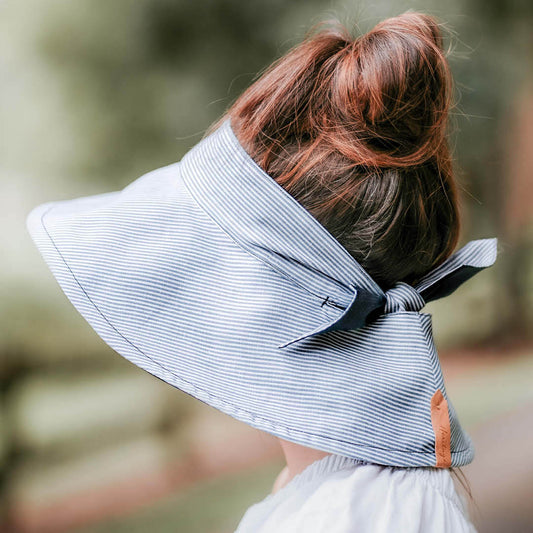 'Voyager' Ladies Wide-Brimmed Visor Sun Hat - Charlie / Indigo