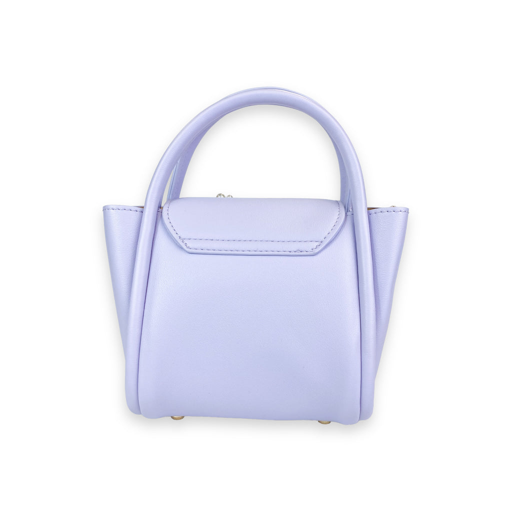 Angel Wing & Charms Leather Satchel Bag in Purple