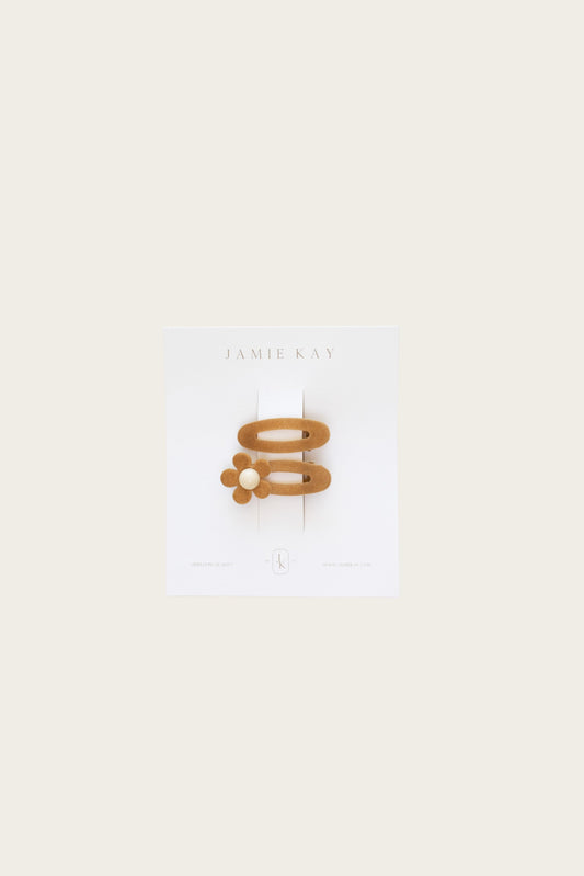 Velvet Flower Clip - Golden