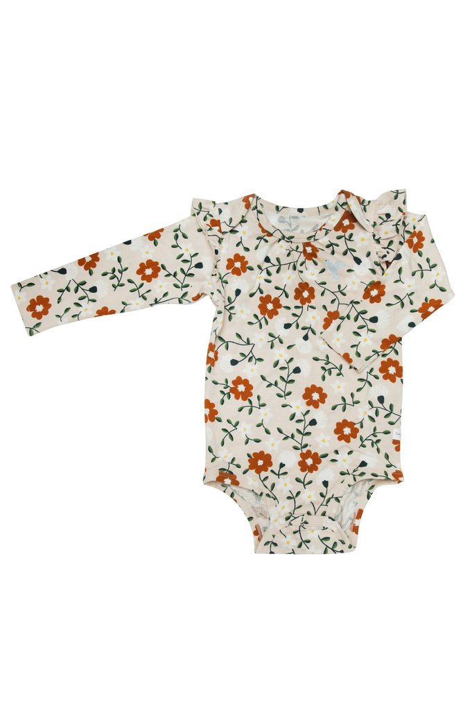 Girl's LS Bodysuit In TENCEL™ - Flower Vine