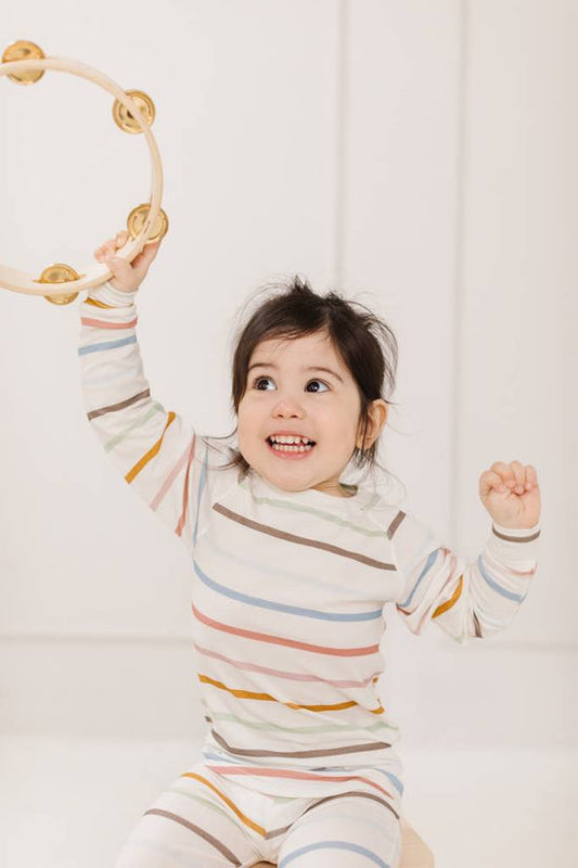 2-Pc Pajama Set In TENCEL™ - Pastel Stripes