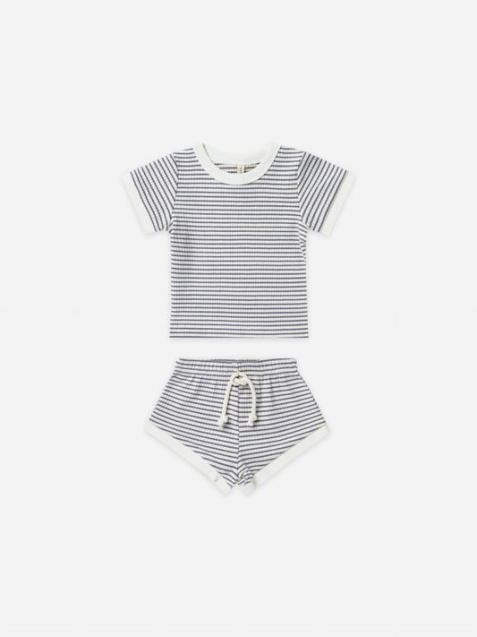 RIBBED SHORTIE SET | INDIGO STRIPE