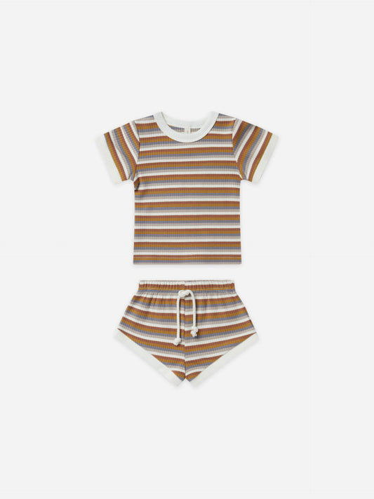 RIBBED SHORTIE SET | MULTI-STRIPE