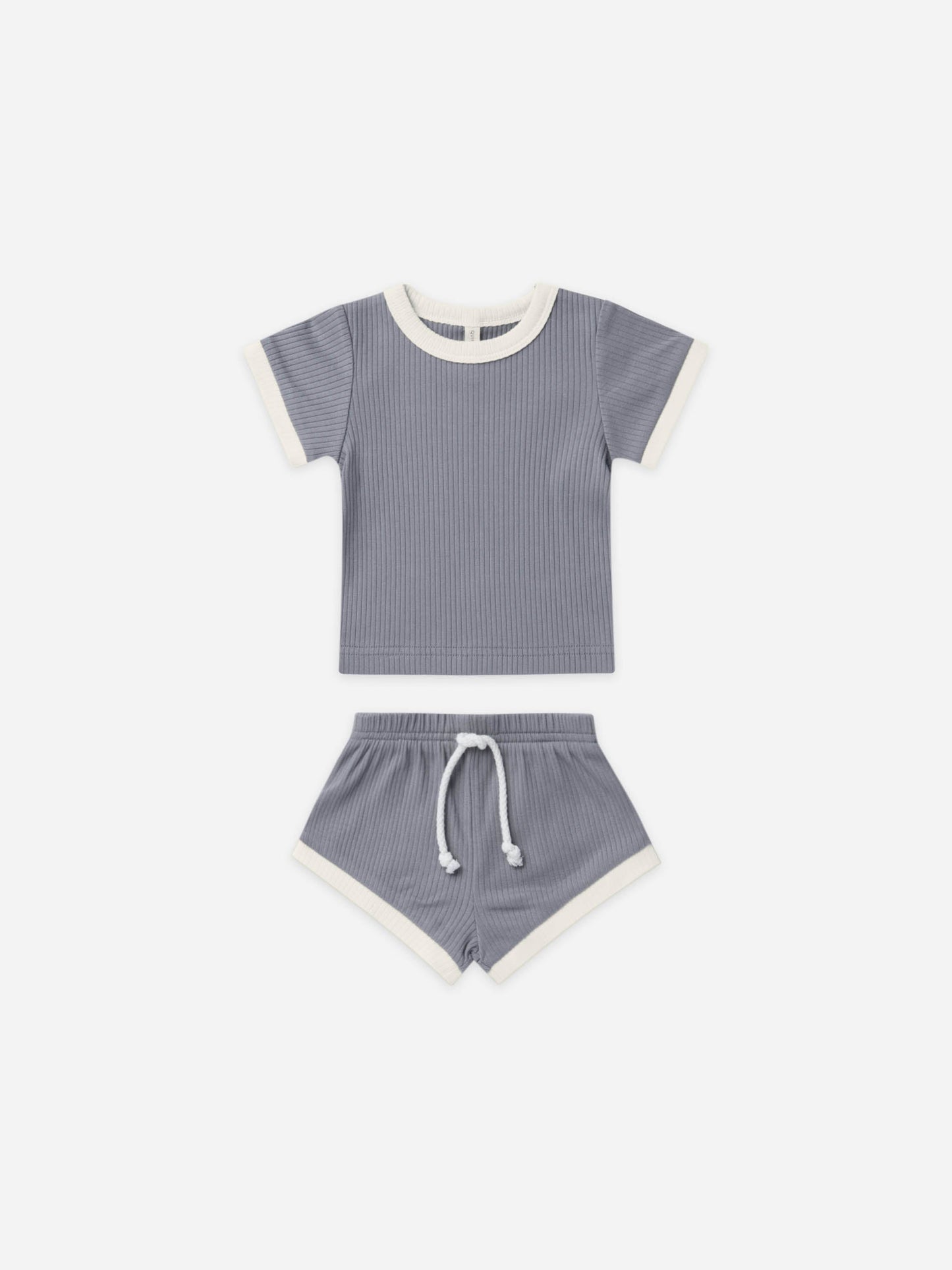 RIBBED SHORTIE SET | WASHED INDIGO