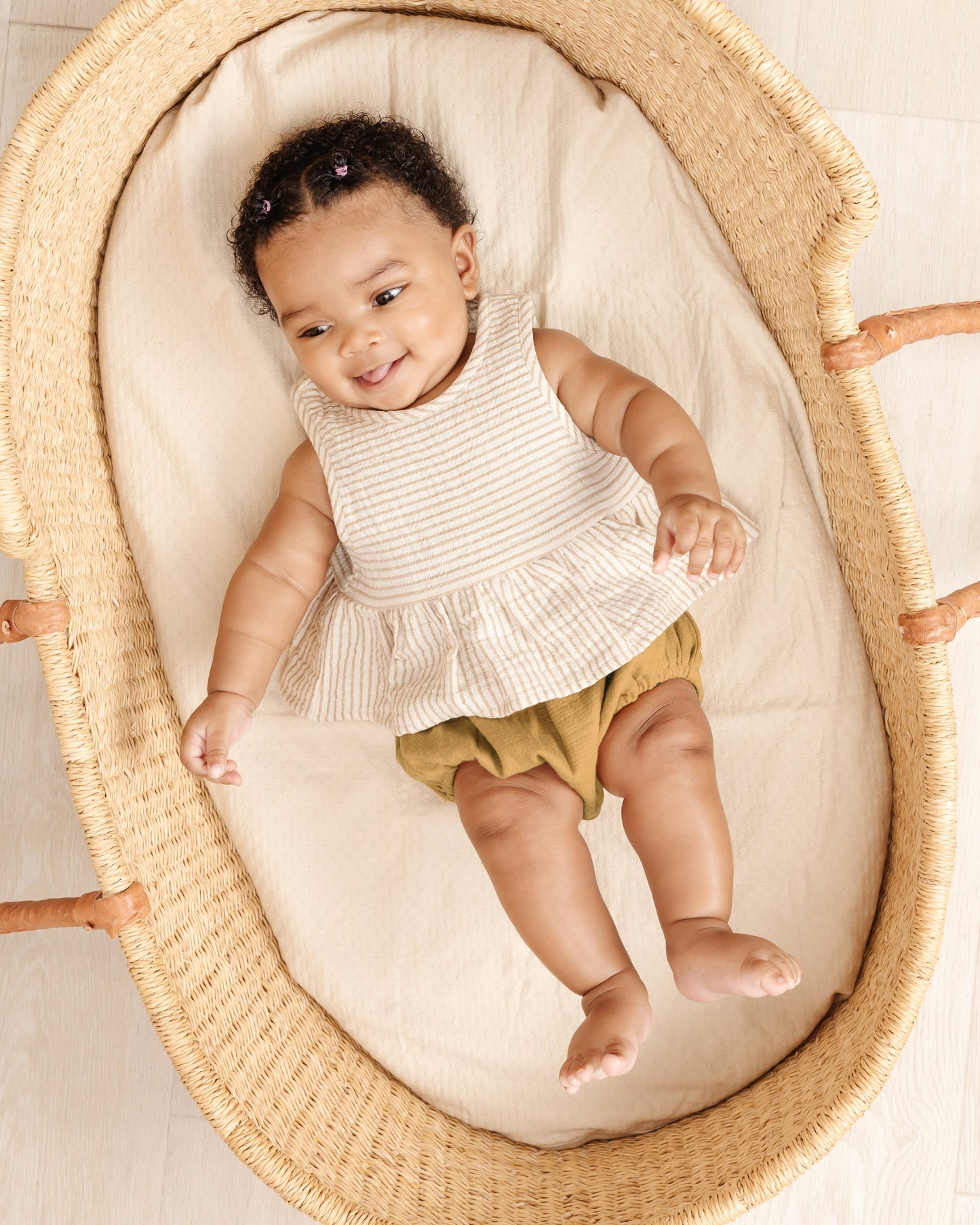 SLEEVELESS PEPLUM SET | OCRE STRIPE