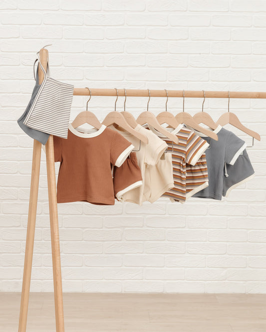 RIBBED SHORTIE SET | MULTI-STRIPE