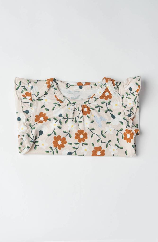 Girl's LS Bodysuit In TENCEL™ - Flower Vine