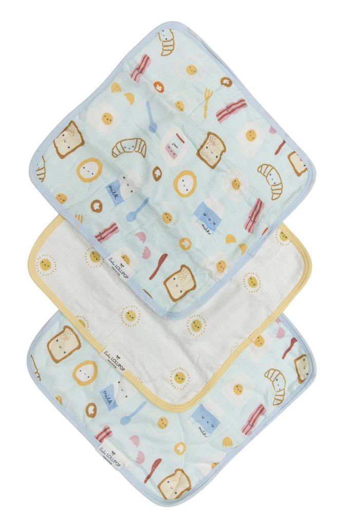 Washcloth 3-Pieces Set - Breakfast Blue