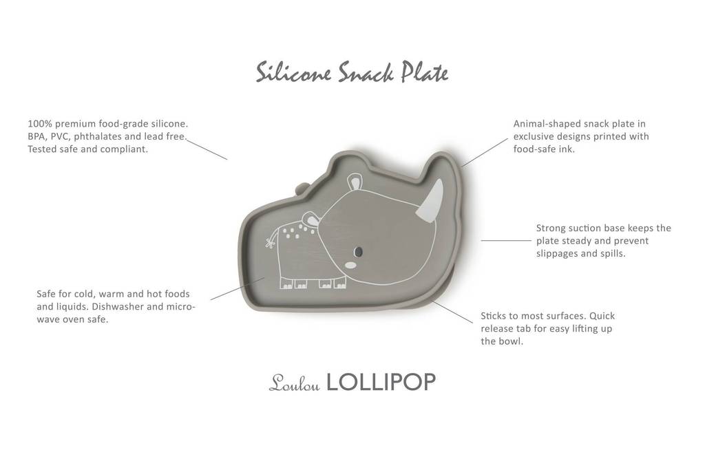 Silicone Suction Snack Plate -Rhino