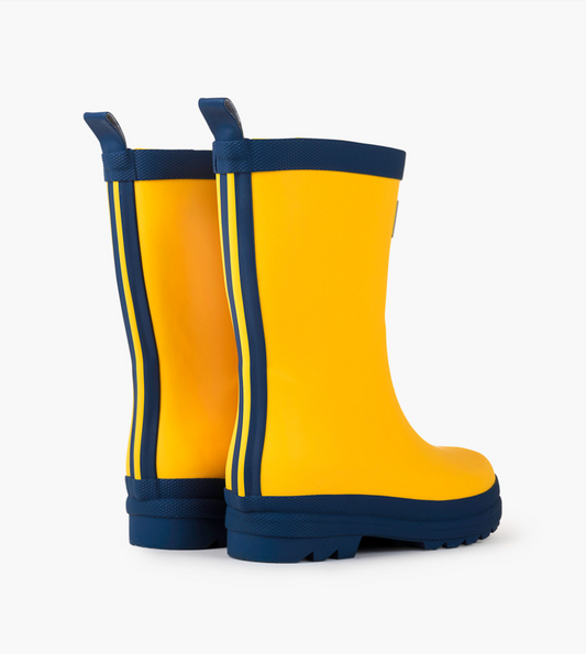 Yellow & Navy Matte Rain Boots