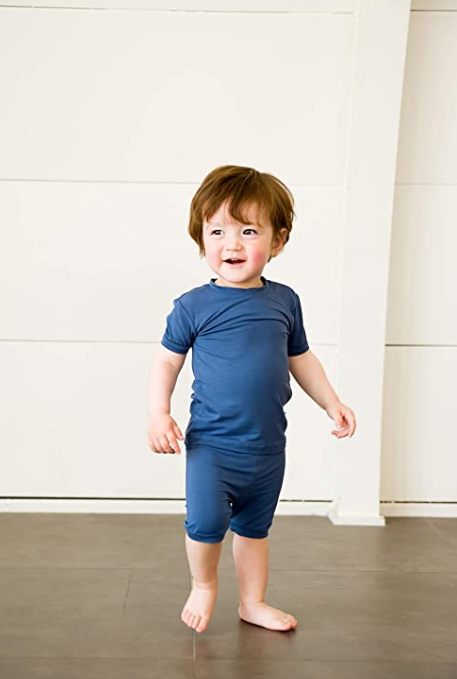 VAENAIT BABY Short Soft Shirring Cool Pajamas 2pcs Set Navy
