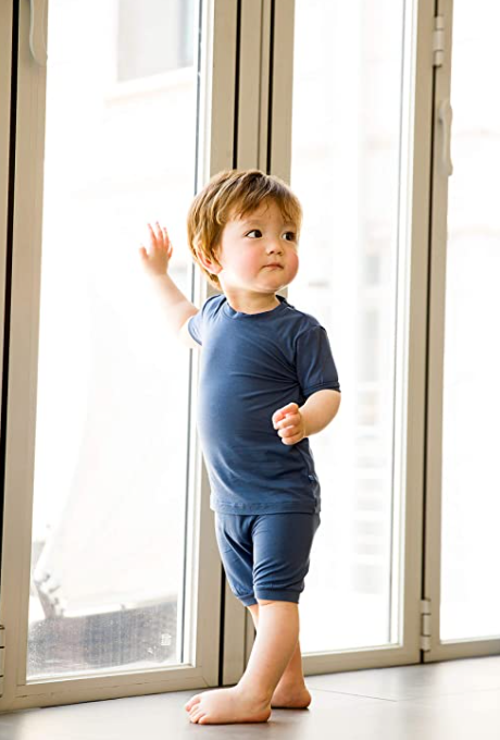 VAENAIT BABY Short Soft Shirring Cool Pajamas 2pcs Set Navy
