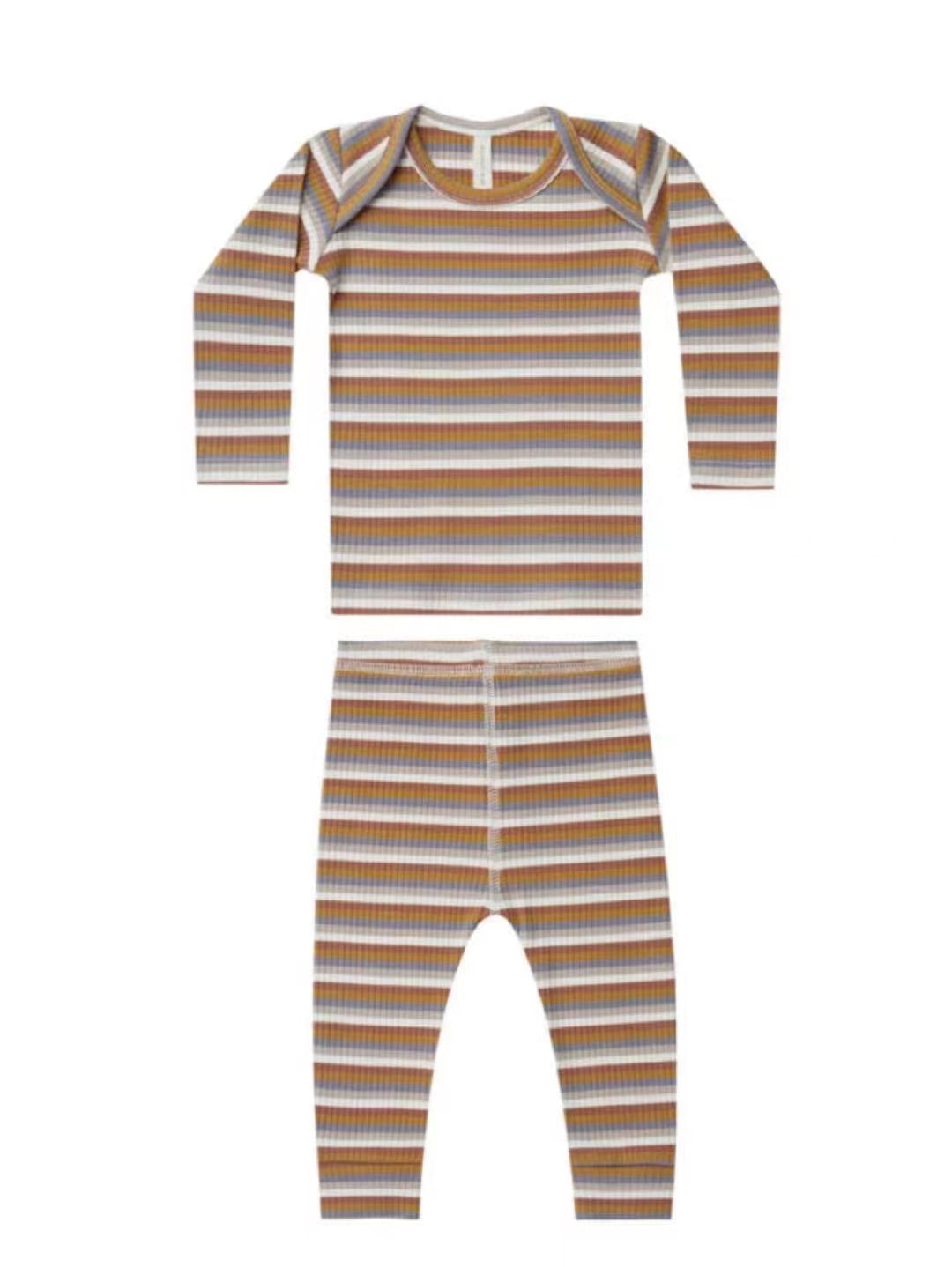 RIBBED LONGSLEEVE TEE + LEGGINGS | MULTI-STRIPE