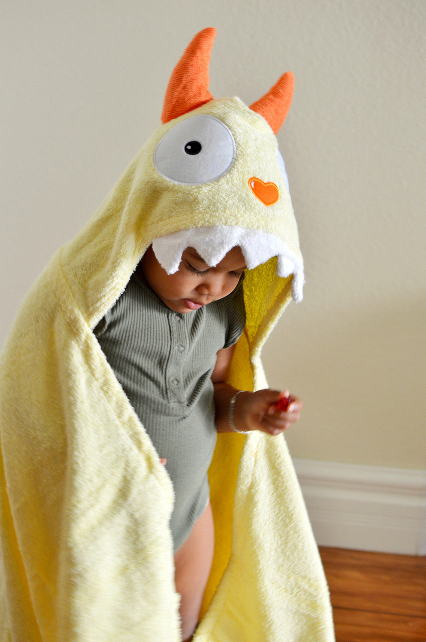 Yellow Monster Hooded Towel