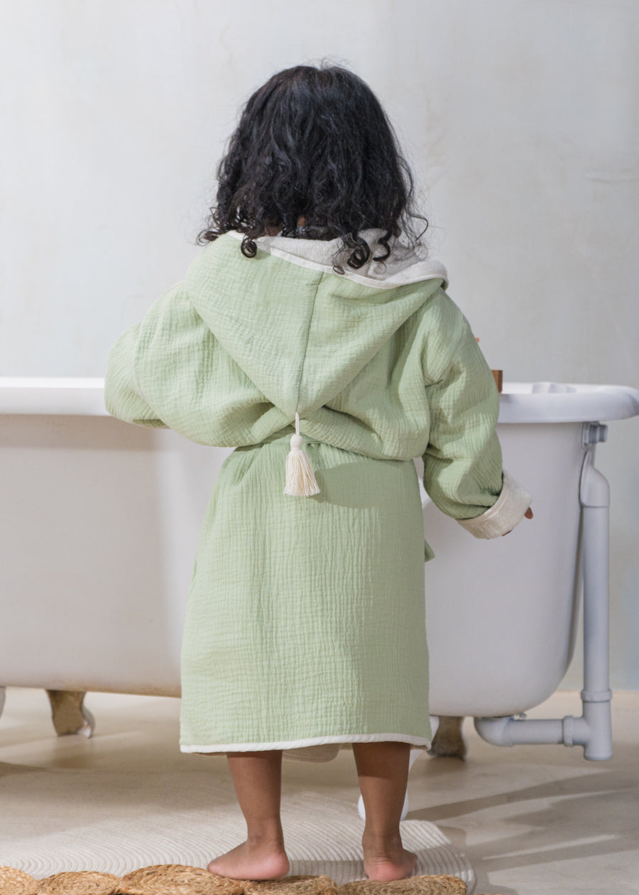 100% Organic Cotton Bathrobe - LIGHT SEAFOAM
