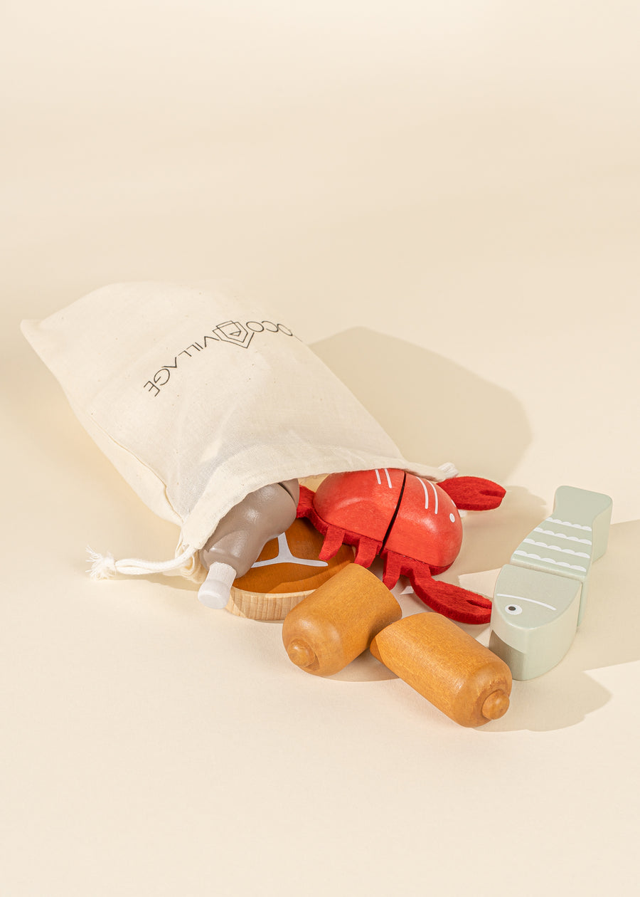 Wooden Meat & Fish Playset