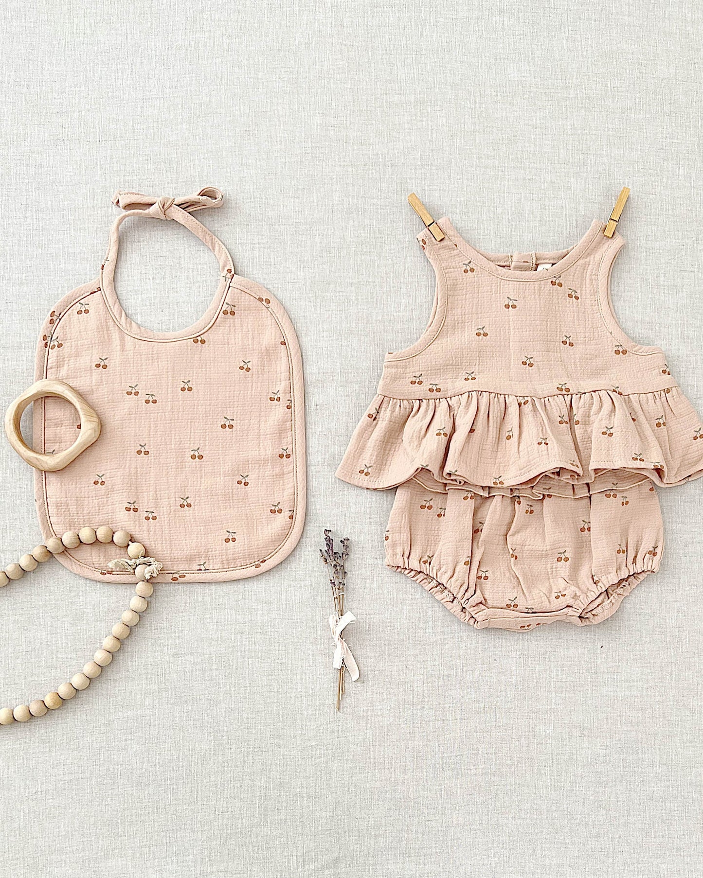 SLEEVELESS PEPLUM SET | CHERRIES