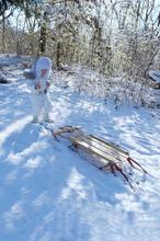 White One Piece Snowsuit with Grey Trim
