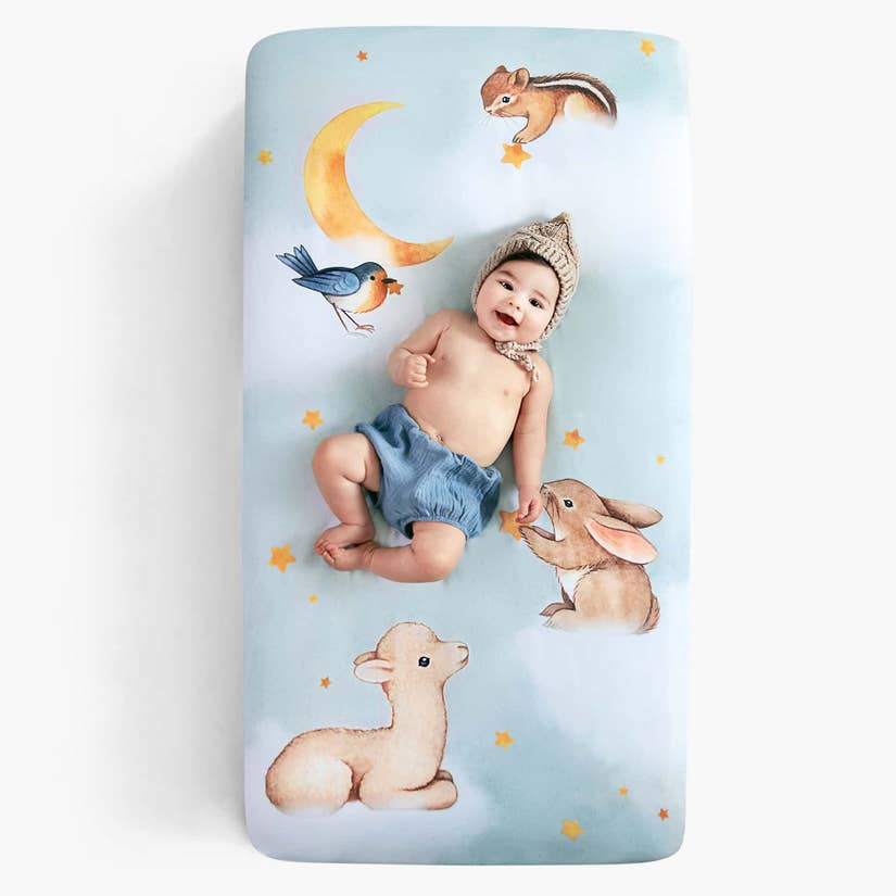 Cotton Sateen Crib Sheet - Goodnight Wonderland
